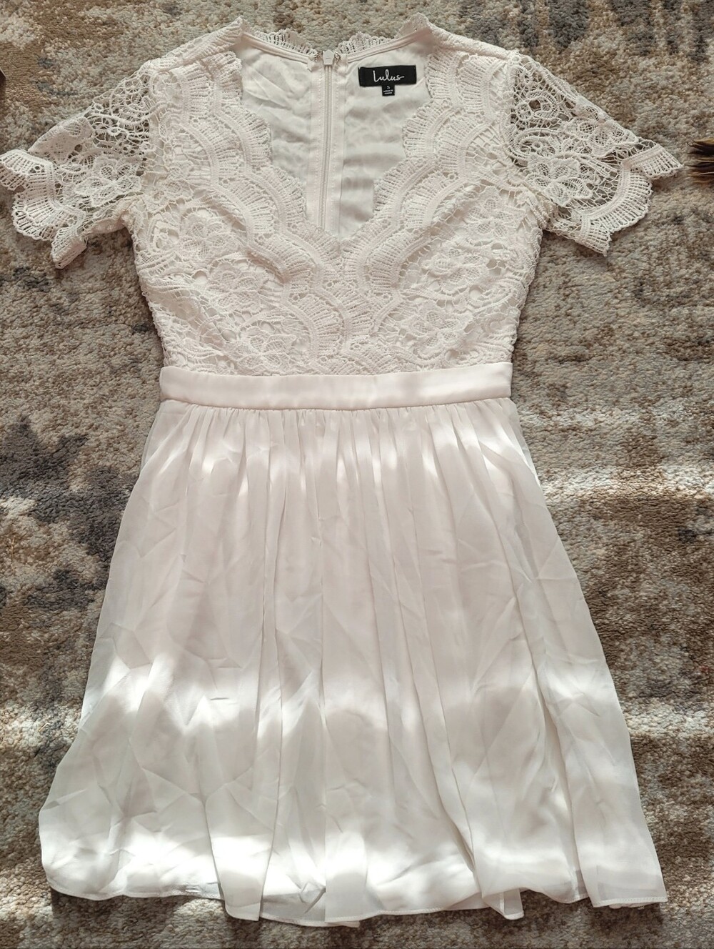 Lulus White Crochet Lace Mini Dress S Romantic Bridal Coquette